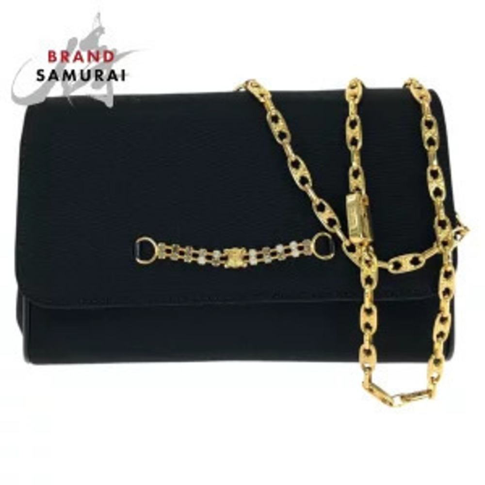 Celine Triomphe black canvas chain shoulder bag party